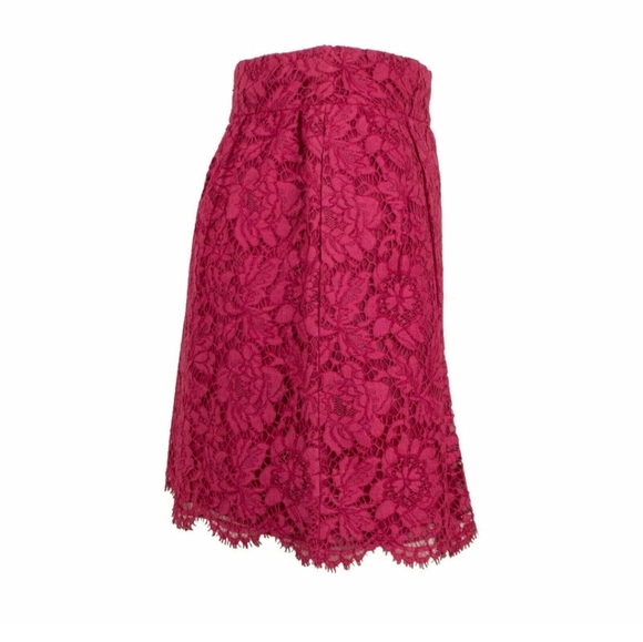 NWT $2145 Valentino Lace Pleated Skirt In Fuchsia Size EU 40, US Women's 4 - Picture 2 of 7